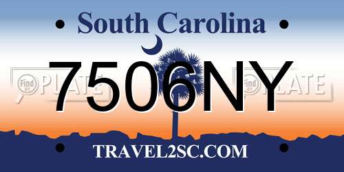 7506NY South Carolina License Plate