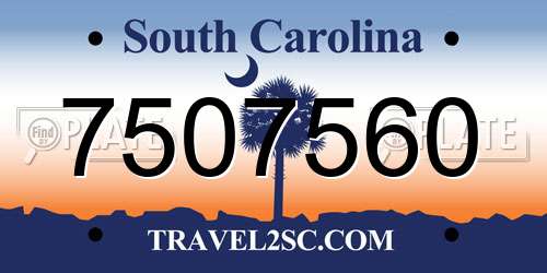 7507560 South Carolina License Plate