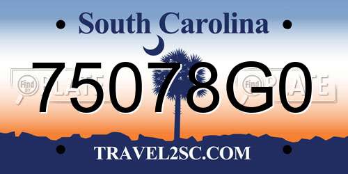 75078G0 South Carolina License Plate