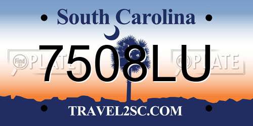 7508LU South Carolina License Plate