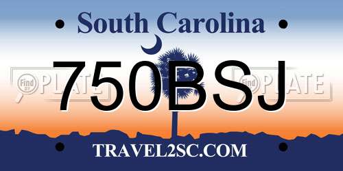 750BSJ South Carolina License Plate