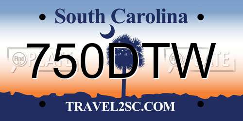 750DTW South Carolina License Plate