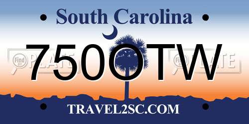 750OTW South Carolina License Plate