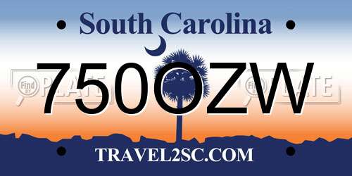 750OZW South Carolina License Plate