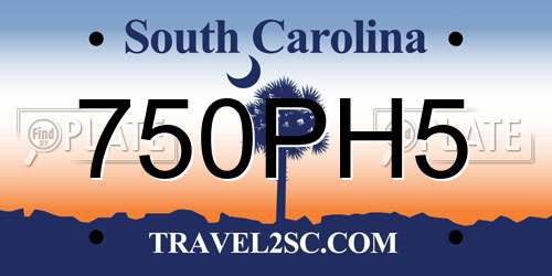 750PH5 South Carolina License Plate