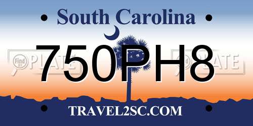 750PH8 South Carolina License Plate