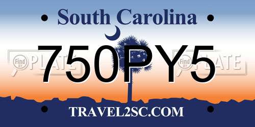 750PY5 South Carolina License Plate