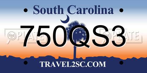 750QS3 South Carolina License Plate