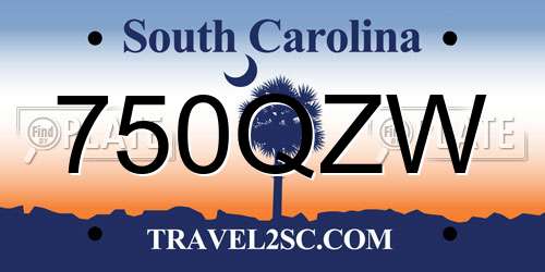 750QZW South Carolina License Plate