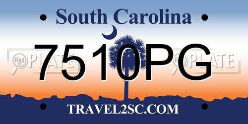 7510PG South Carolina License Plate