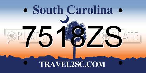 7518ZS South Carolina License Plate