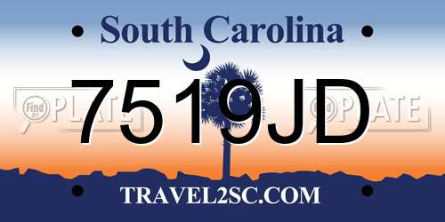7519JD South Carolina License Plate