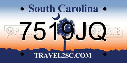 7519JQ South Carolina License Plate