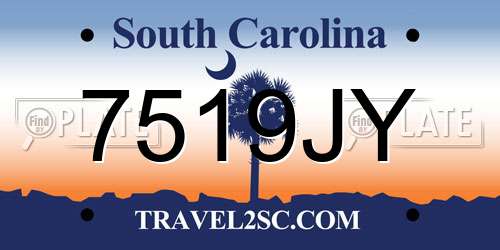 7519JY South Carolina License Plate