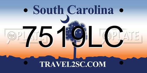 7519LC South Carolina License Plate