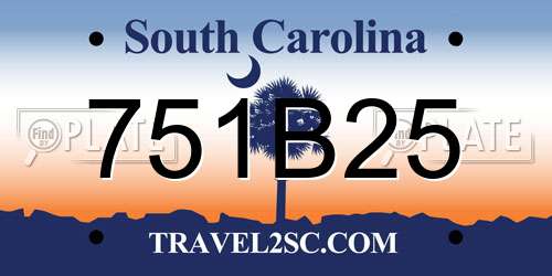 751B25 South Carolina License Plate