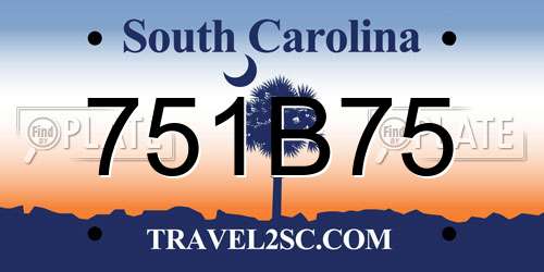 751B75 South Carolina License Plate