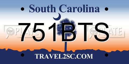 751BTS South Carolina License Plate