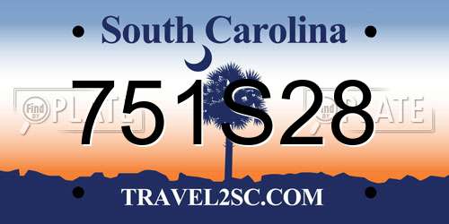 751S28 South Carolina License Plate
