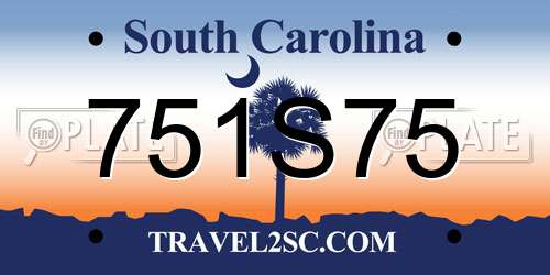 751S75 South Carolina License Plate