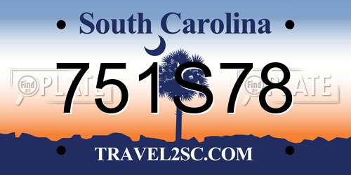 751S78 South Carolina License Plate