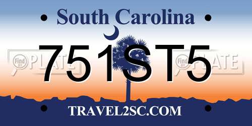 751ST5 South Carolina License Plate