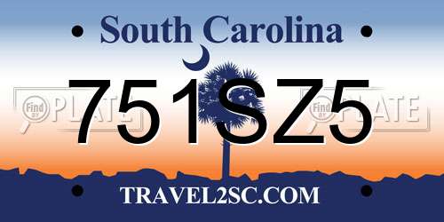 751SZ5 South Carolina License Plate