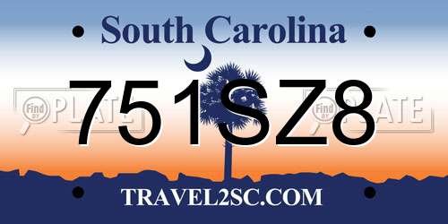 751SZ8 South Carolina License Plate