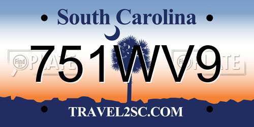 751WV9 South Carolina License Plate