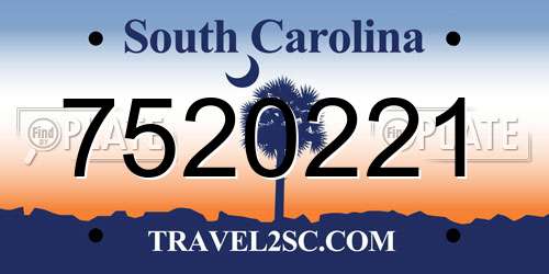 7520221 South Carolina License Plate
