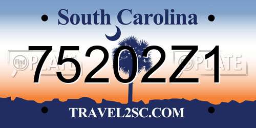 75202Z1 South Carolina License Plate