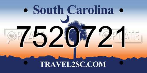 7520721 South Carolina License Plate