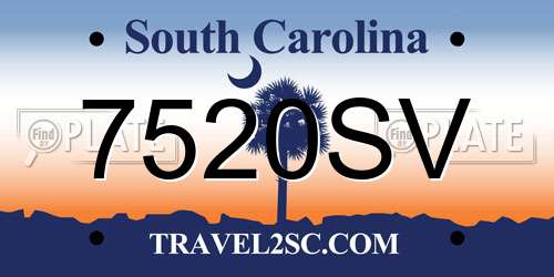 7520SV South Carolina License Plate