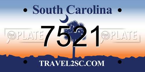 7521 South Carolina License Plate