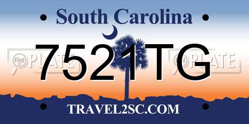 7521TG South Carolina License Plate