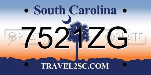 7521ZG South Carolina License Plate