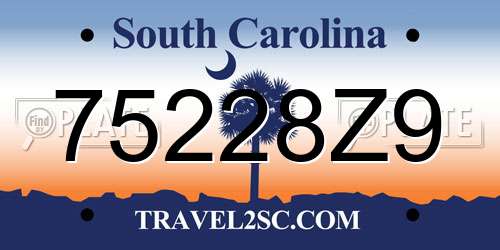 75228Z9 South Carolina License Plate