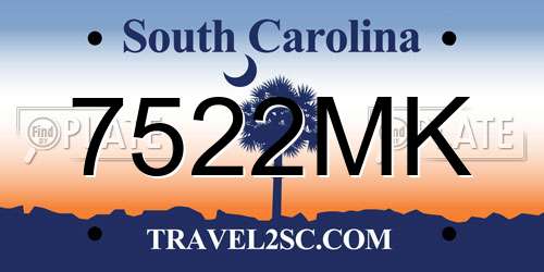 7522MK South Carolina License Plate