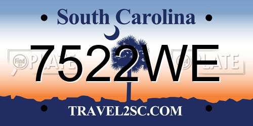 7522WE South Carolina License Plate