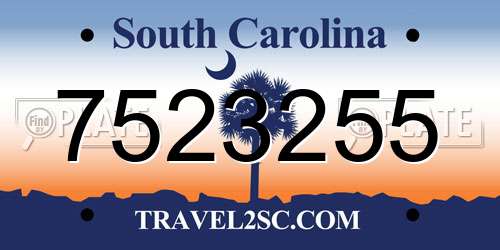 7523255 South Carolina License Plate