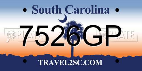 7526GP South Carolina License Plate