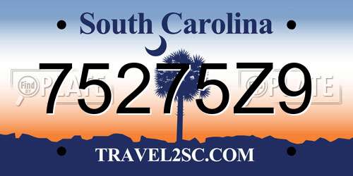 75275Z9 South Carolina License Plate