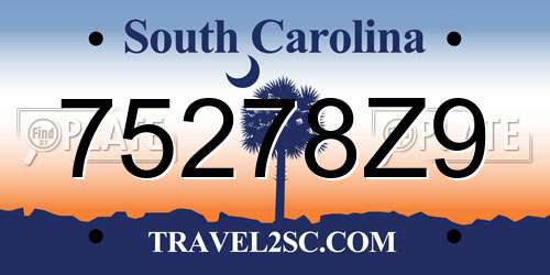 75278Z9 South Carolina License Plate