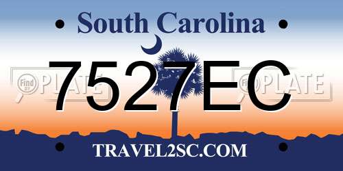 7527EC South Carolina License Plate