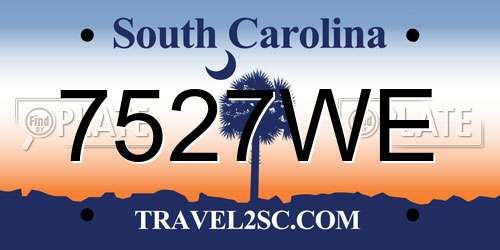 7527WE South Carolina License Plate