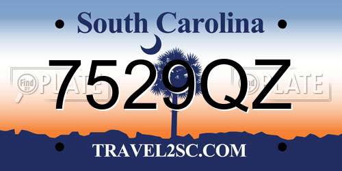 7529QZ South Carolina License Plate