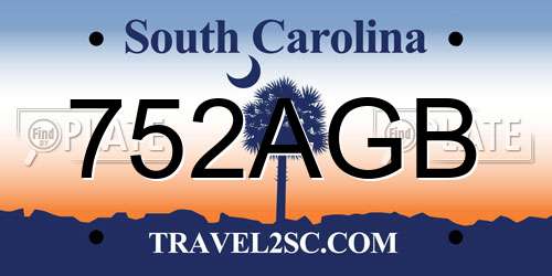 752AGB South Carolina License Plate