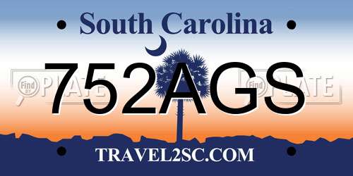 752AGS South Carolina License Plate