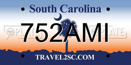 752AMI South Carolina License Plate