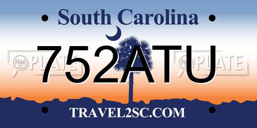 752ATU South Carolina License Plate